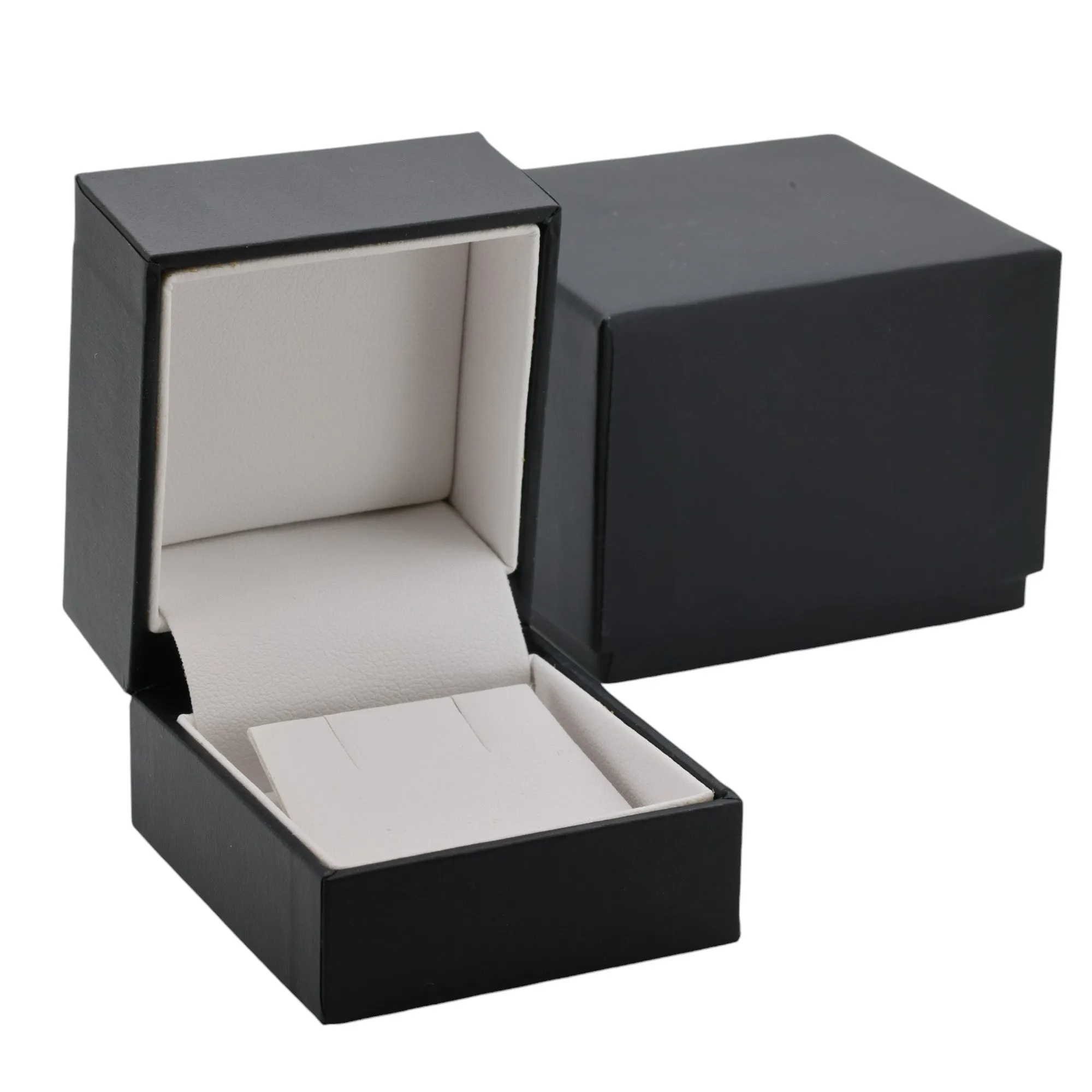 🆕📦 Matt Black Box for Earring/Pendant with Outer Box. Inner Leatherette (Black Outer, White Inner)