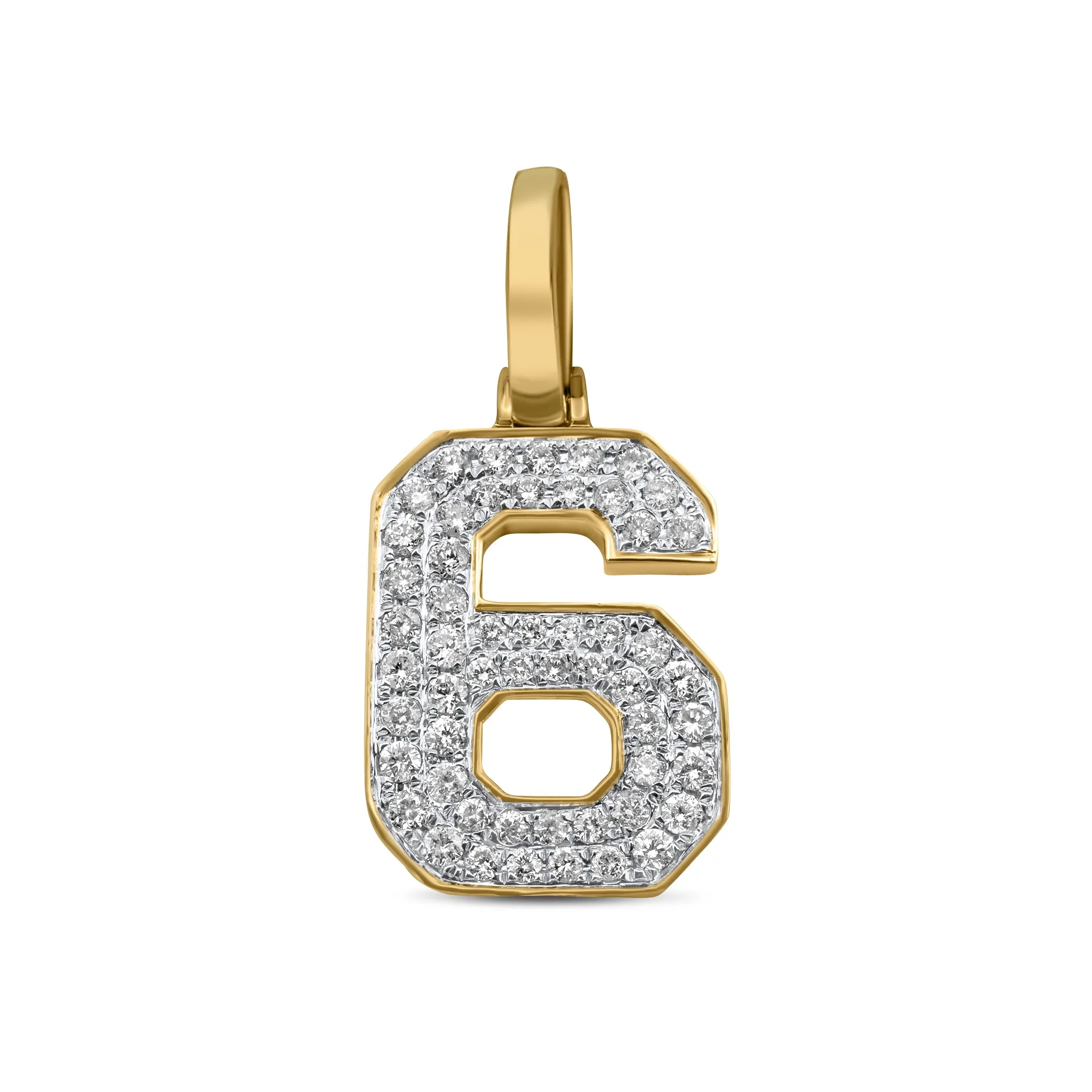 10k Yellow Gold Diamond Number 6 Pendant 0.67 ctw