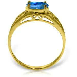 1.15 Carat 14K Solid Yellow Gold Filigree Ring Natural Blue Topaz