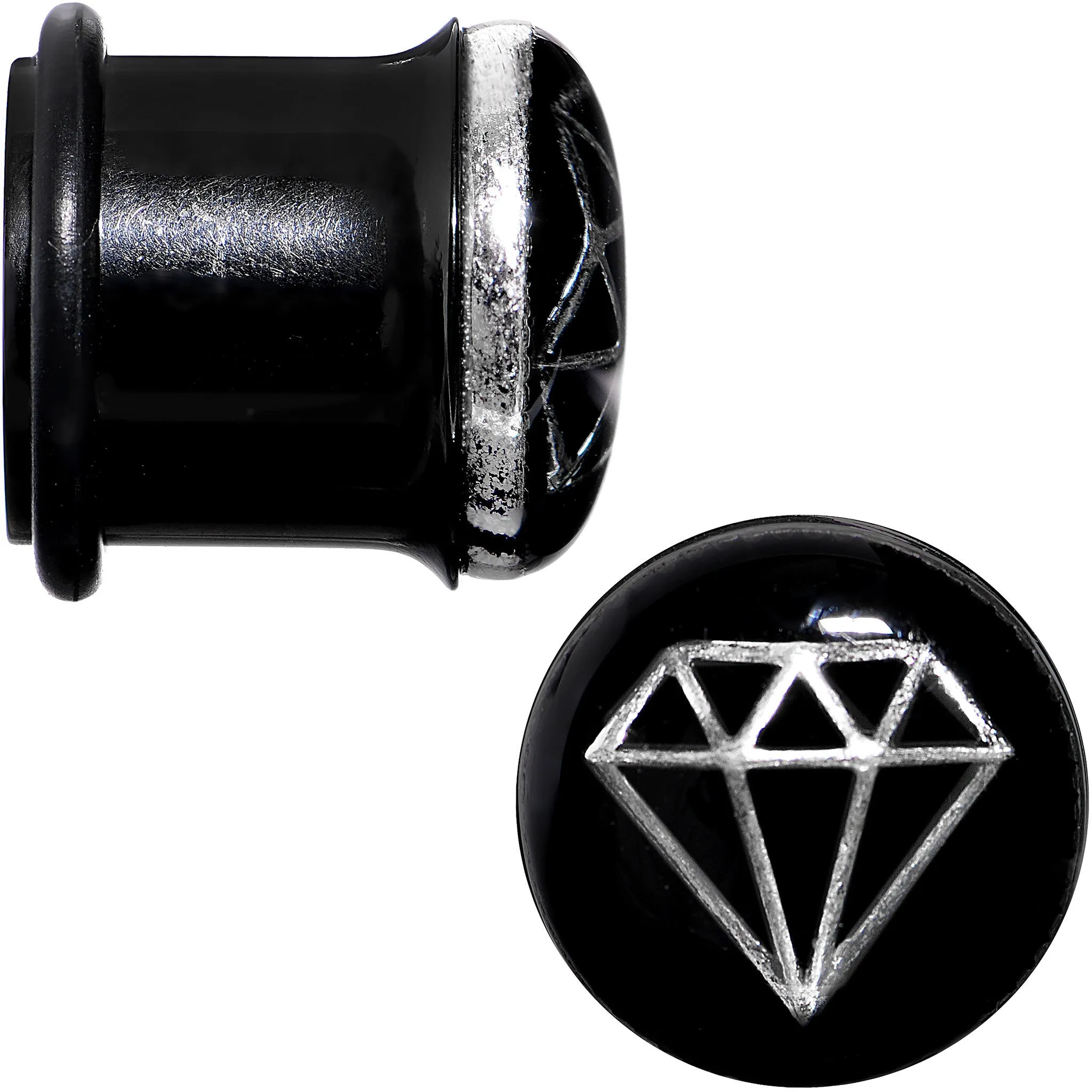 1/2 Black PVD Show Me Shapes Rhombus Single Flare Plug Set