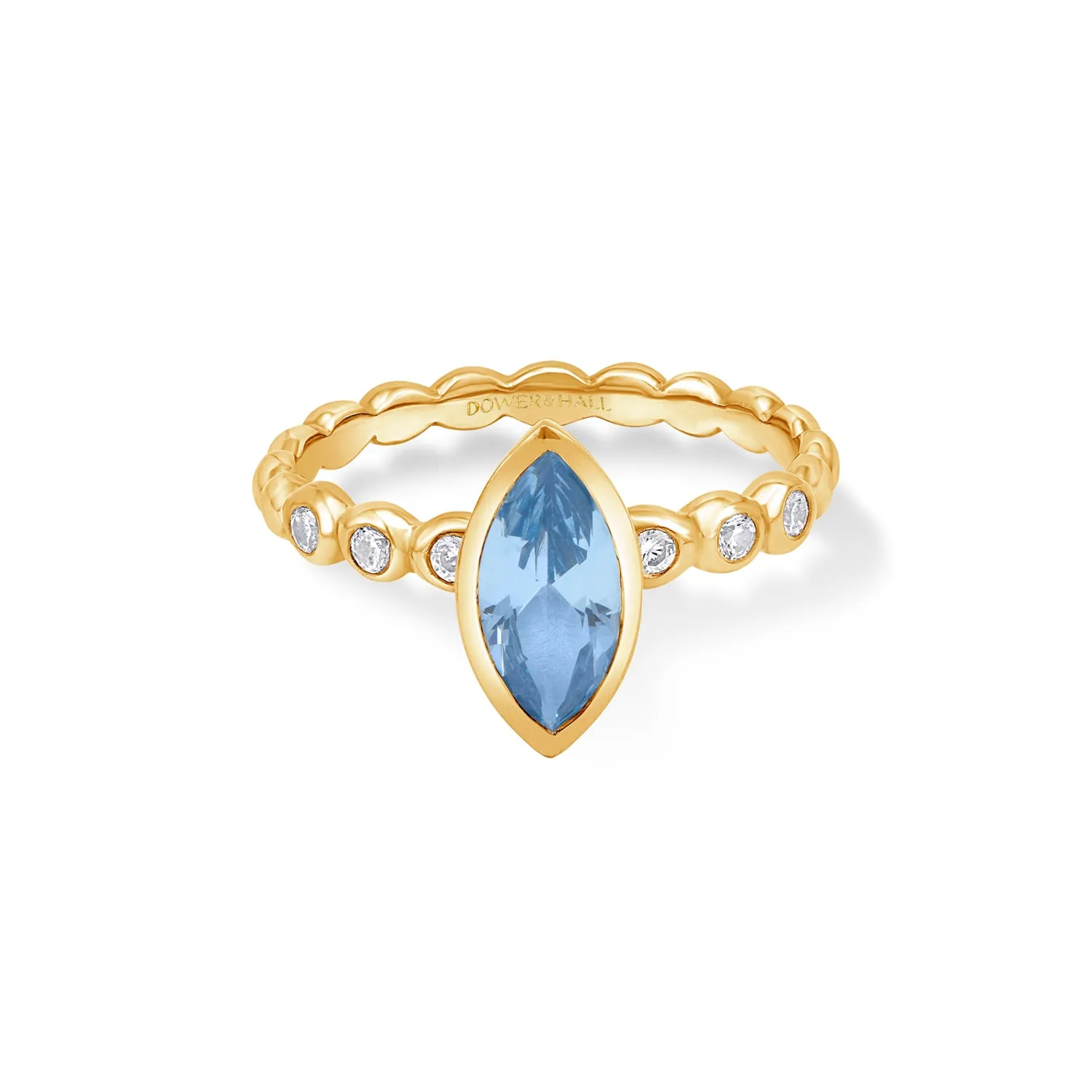 14k Bubbles Narrative Ring with Marquise Aquamarine