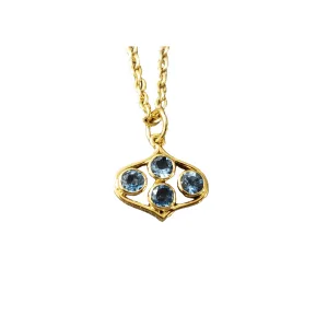 14k Gold Dainty Swiss Blue Topaz Pendant