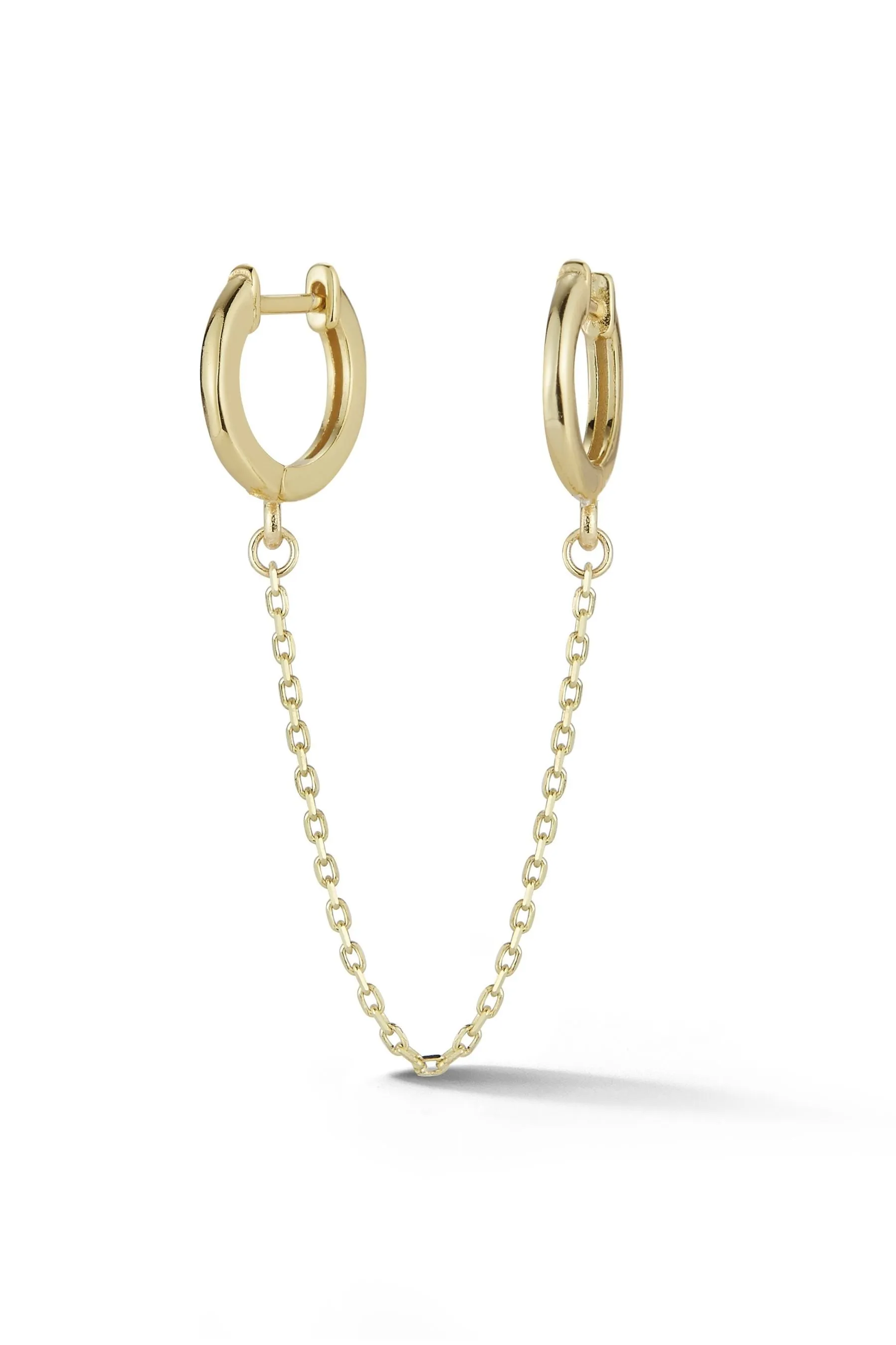 14K Gold Double Piercing Hoop Earrings