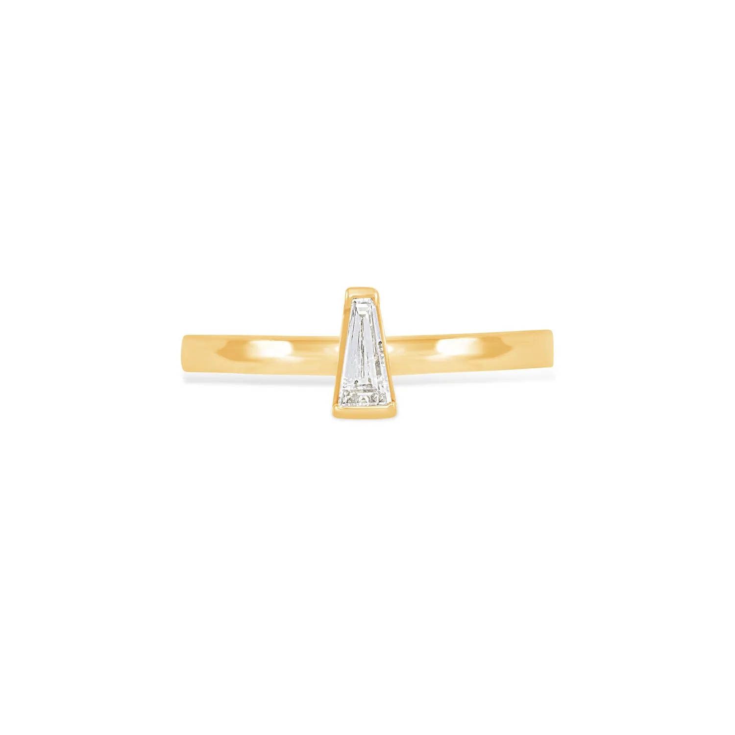 14k Hammered Narrative Ring with Tapered Baguette Diamond