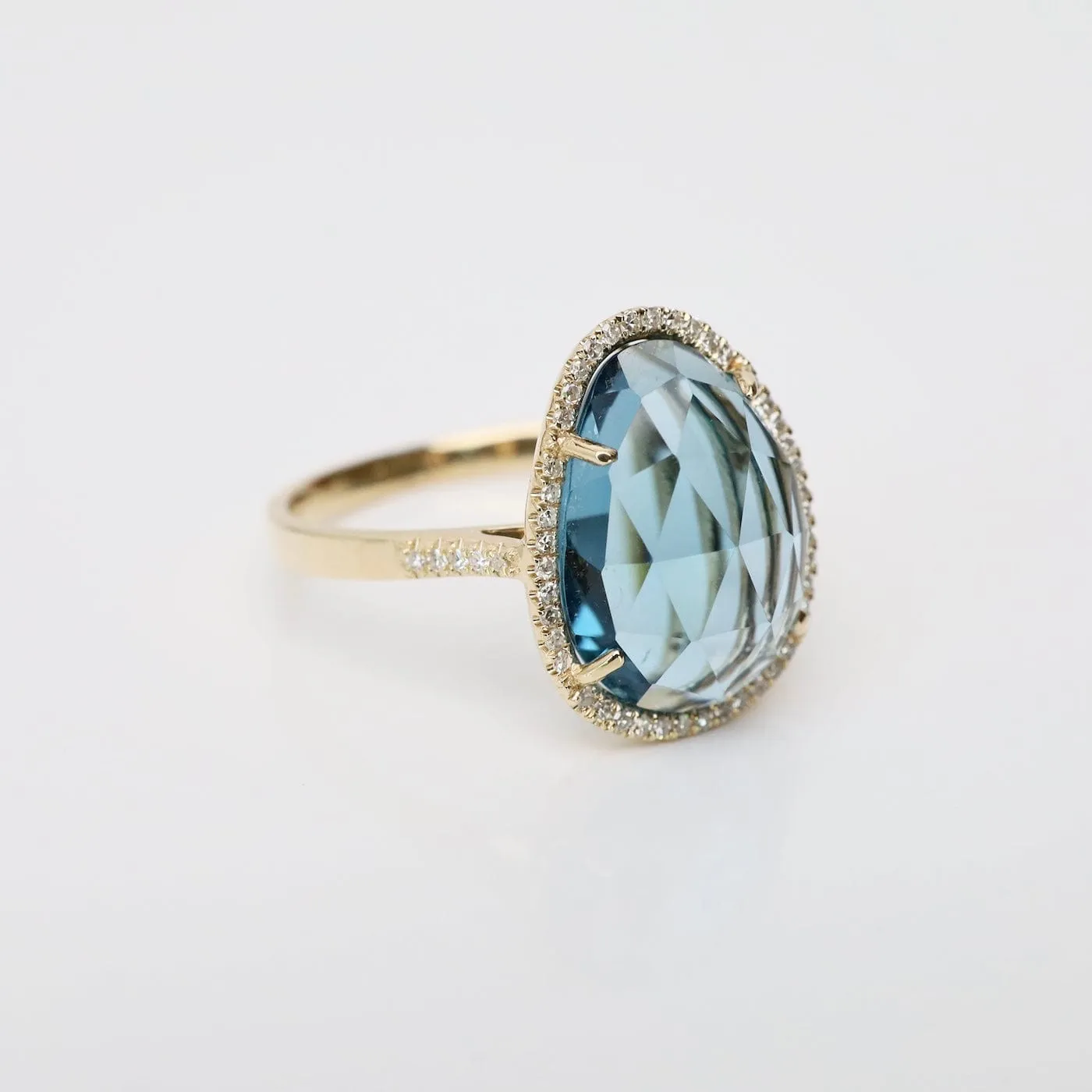 14k Organic Shape London Blue Topaz Ring