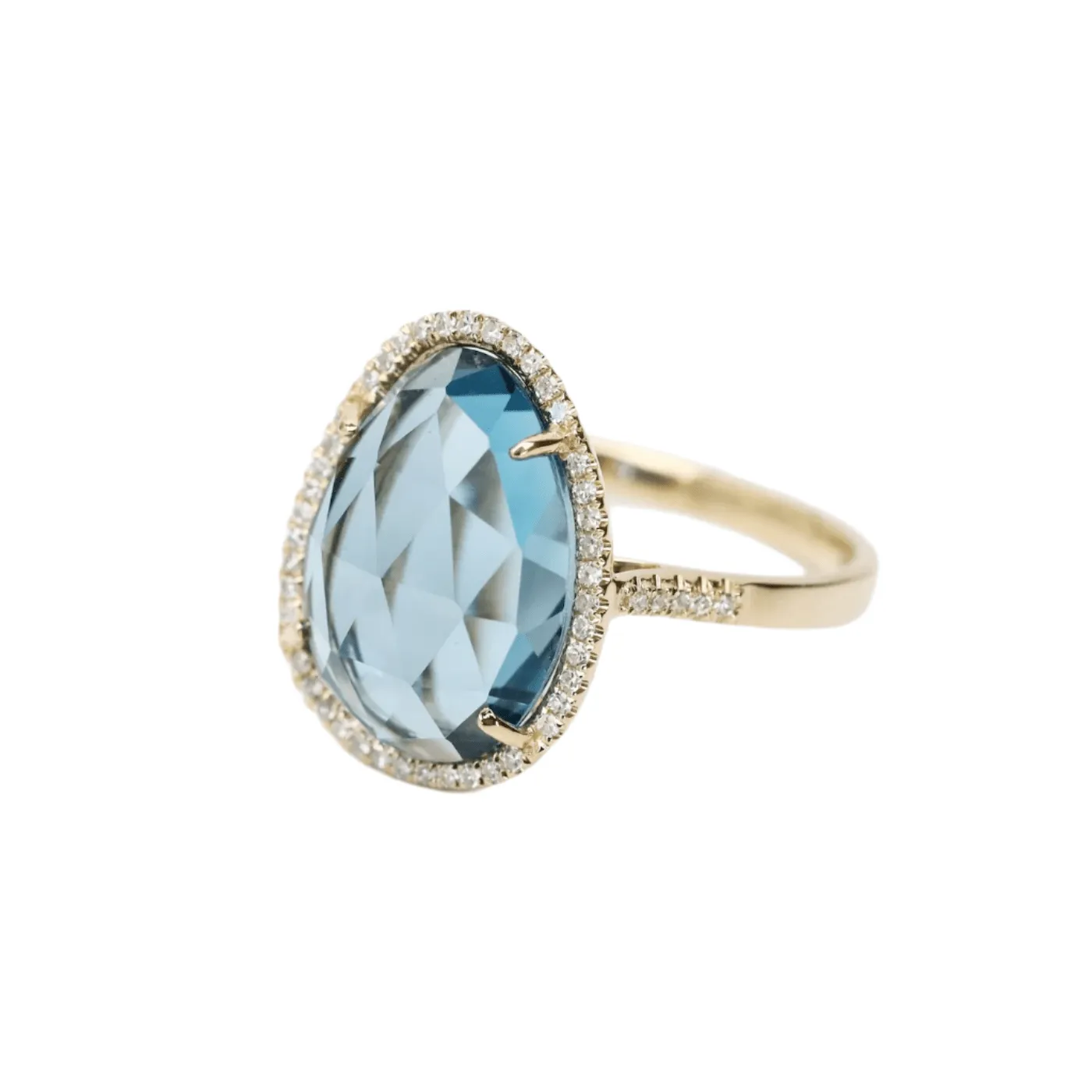 14k Organic Shape London Blue Topaz Ring