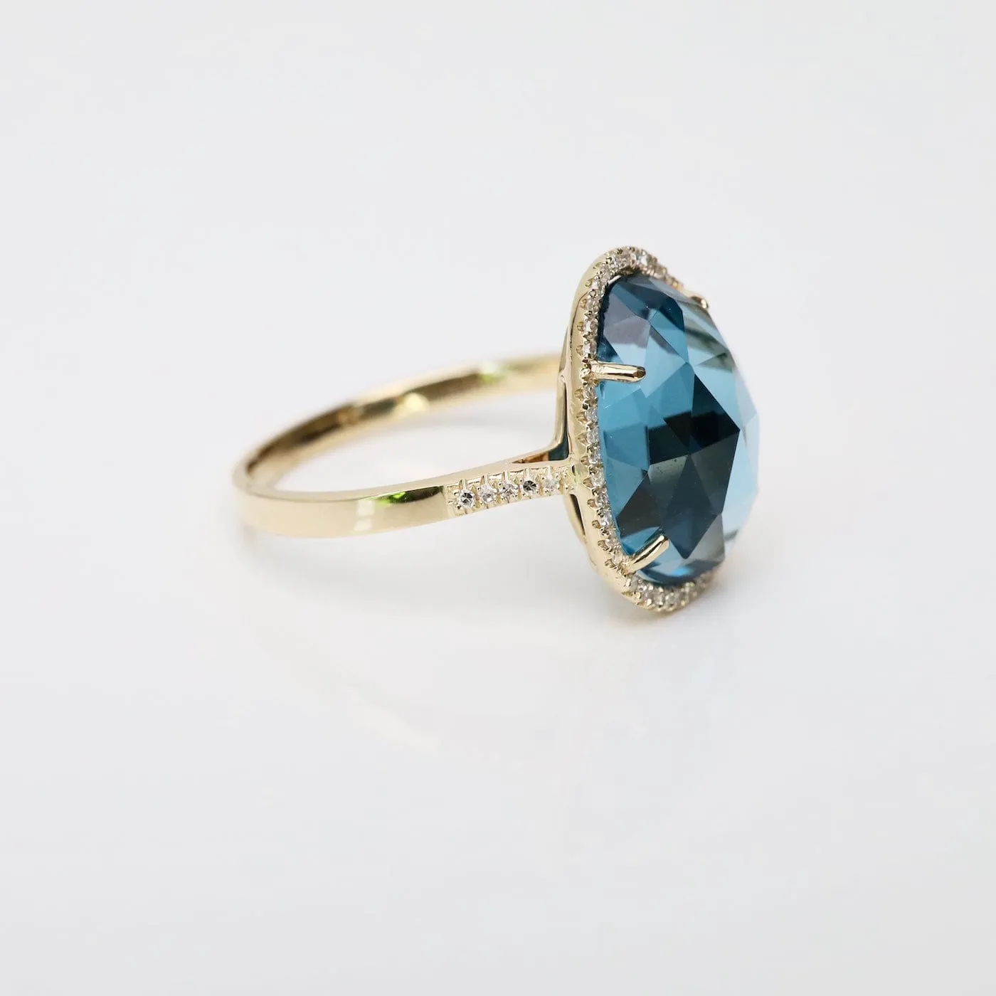 14k Organic Shape London Blue Topaz Ring