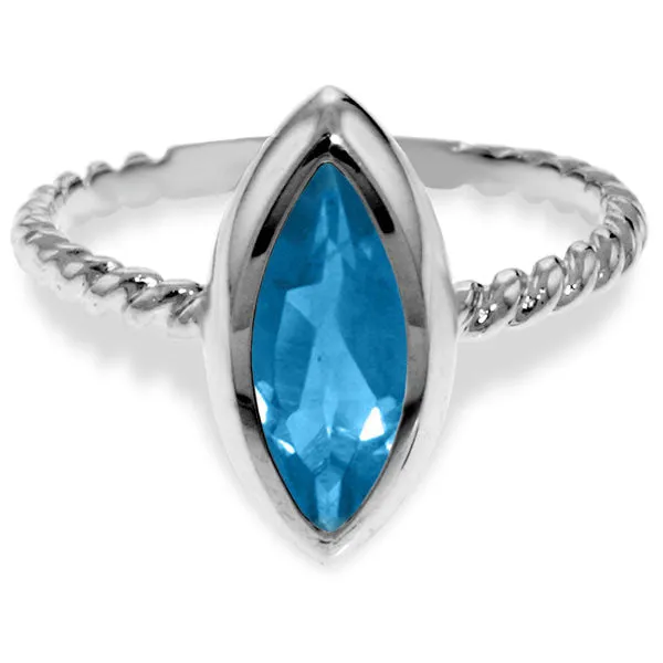 14K Solid White Gold Rings w/ Natural Marquis Blue Topaz