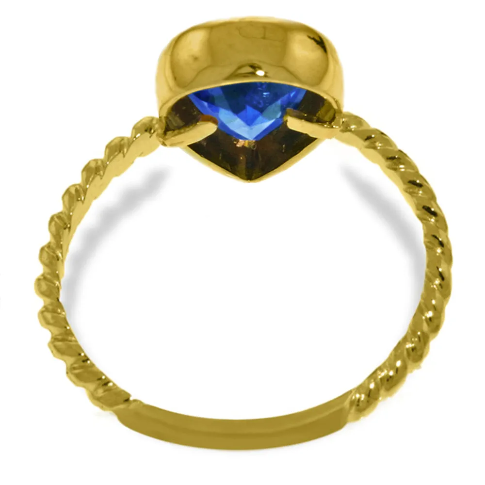 14K Solid Yellow Gold Rings w/ Natural Pear Shape Blue Topaz