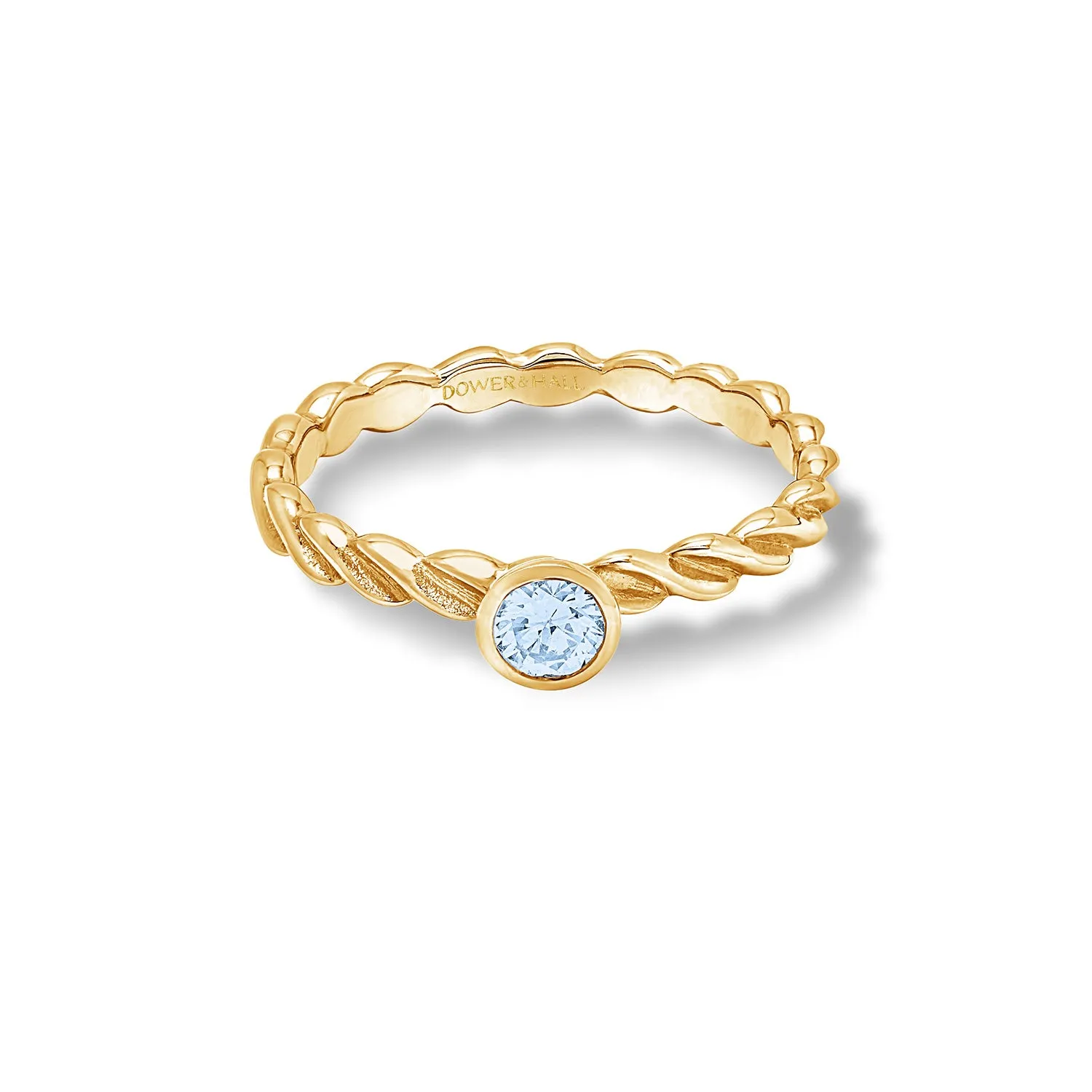 14k Twist Narrative Ring with 4mm Aquamarine