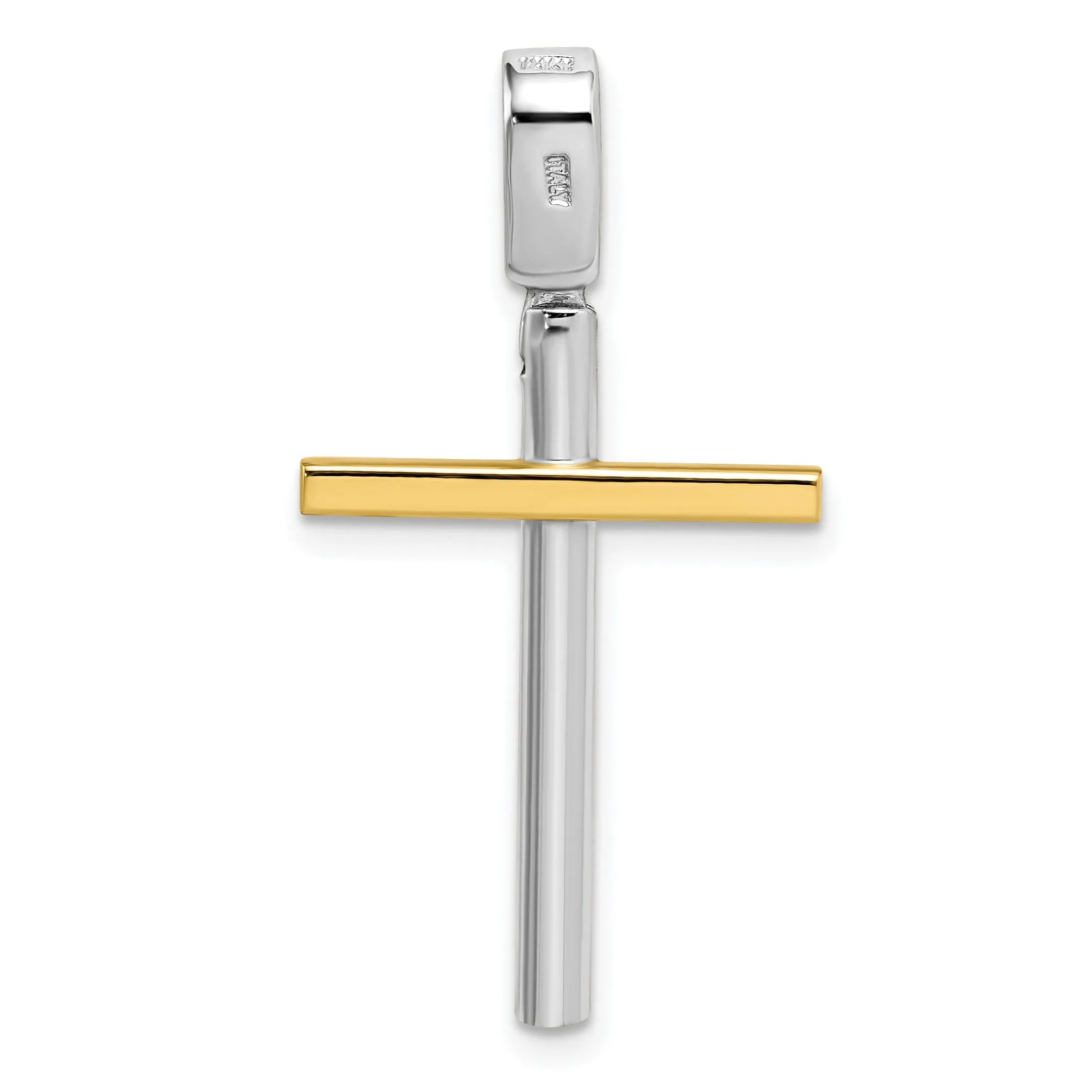 14k Two Tone Gold Polish Cross Pendant