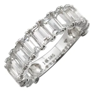 14K White Gold Emerald Cut White Topaz Ring (3/4 Large)