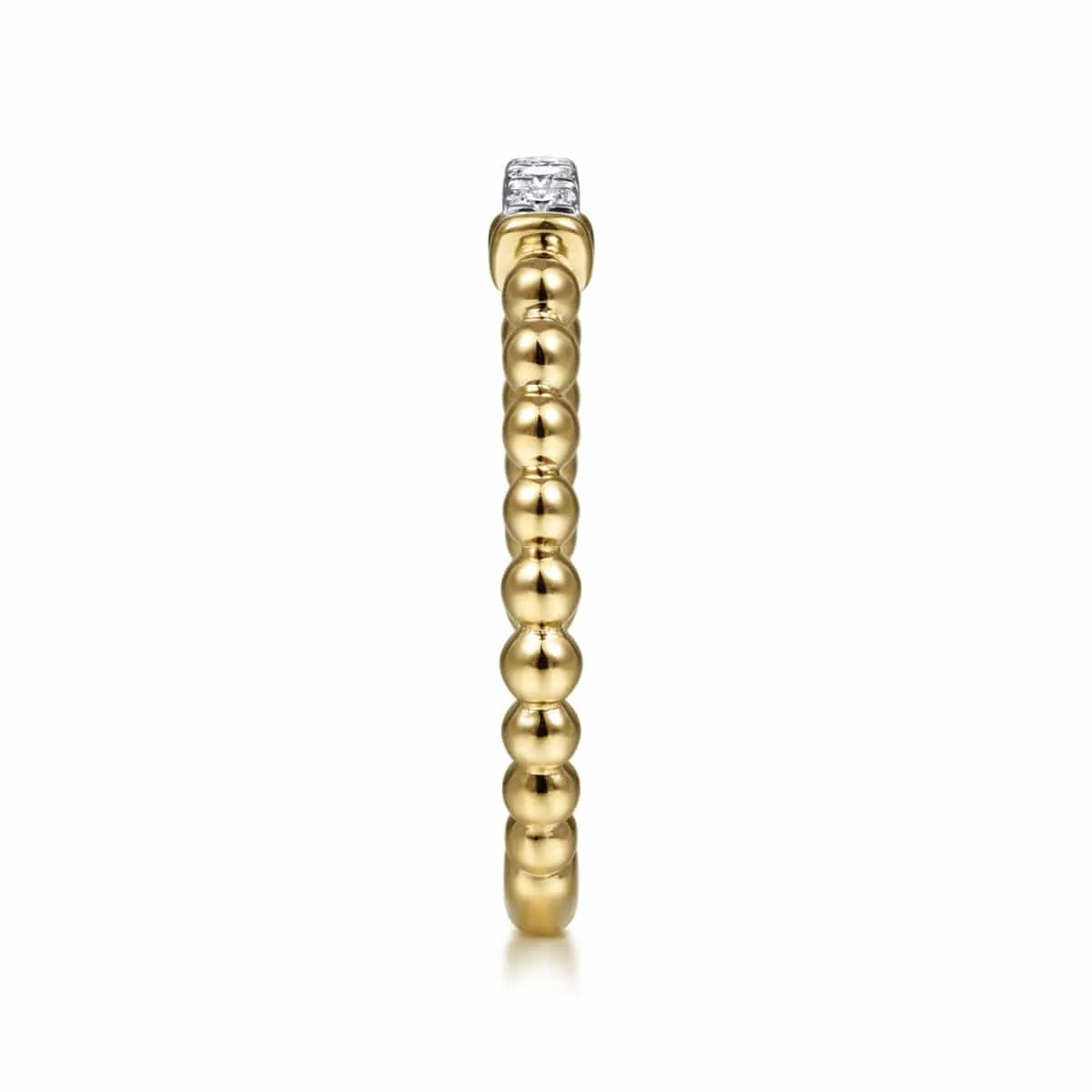 14K White-Yellow Gold Bujukan Beaded Band with Diamond Pavé Center Bar - LR51786M45JJ