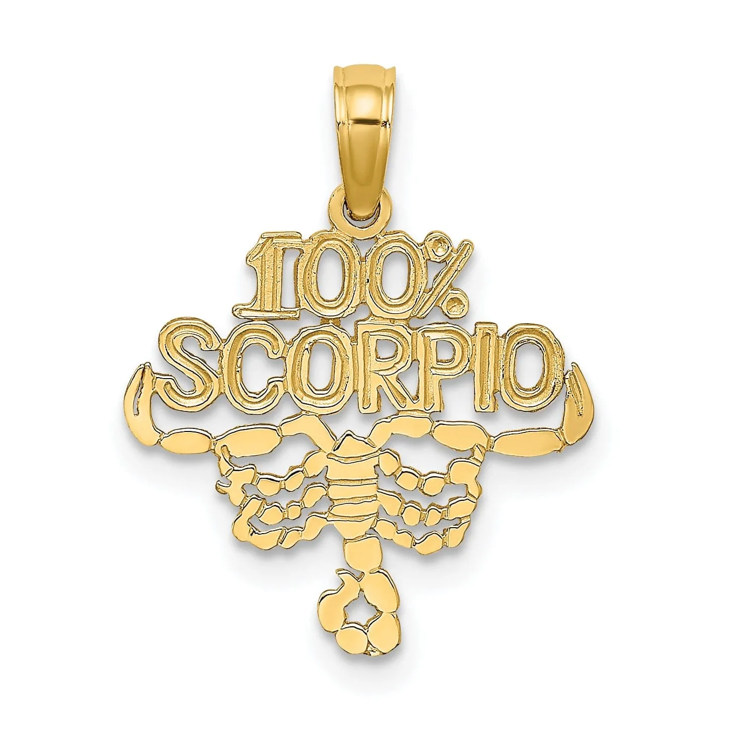 14K Yellow Gold Polished Textured Finish 100% Zodiac SCORPIO Charm Pendant