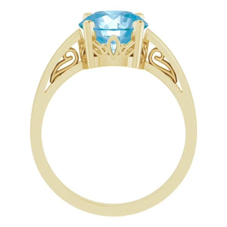 14K Yellow Natural Swiss Blue Topaz Ring