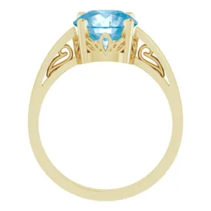 14K Yellow Natural Swiss Blue Topaz Ring