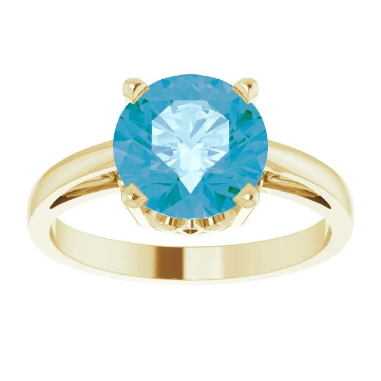 14K Yellow Natural Swiss Blue Topaz Ring