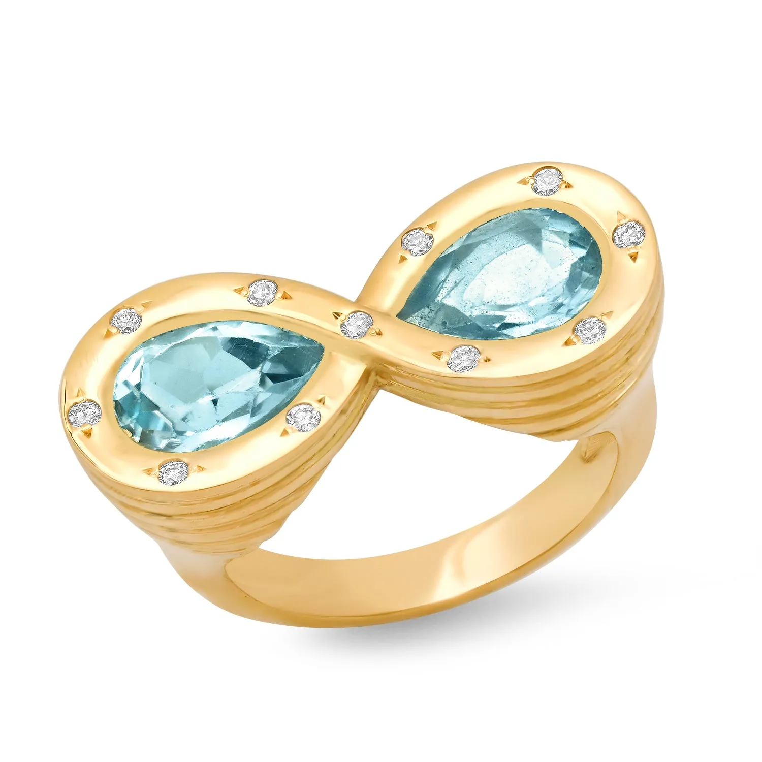 14K YG Topaz and Diamond Infinity Ring