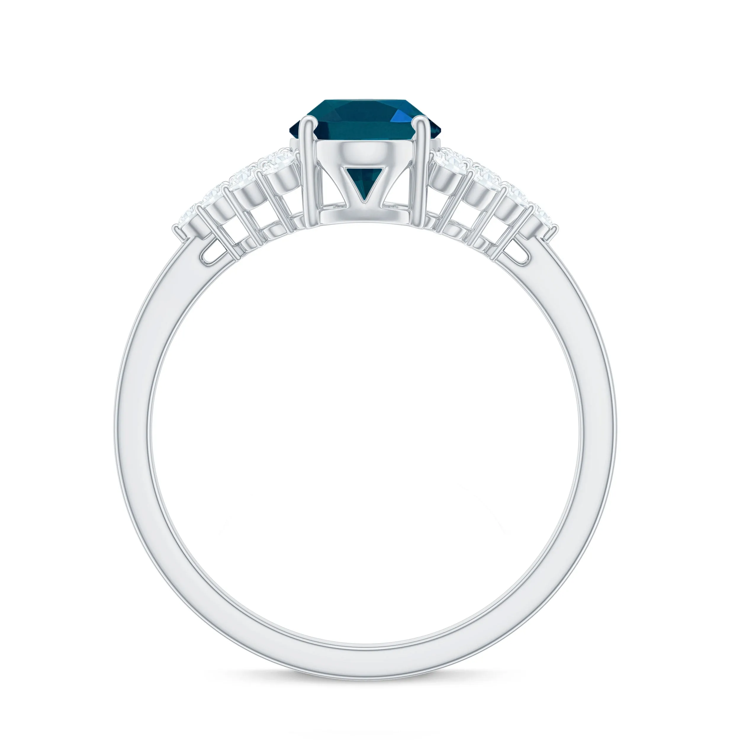 1.5 CT Oval London Blue Topaz Solitaire Ring with Diamond Accent