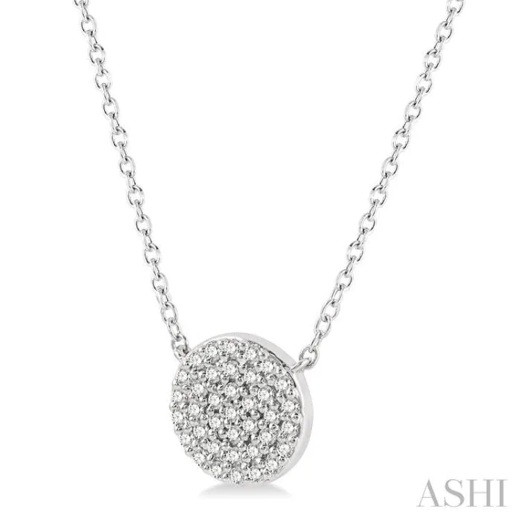 1/6 Ctw Disc Round Cut Diamond Pendant in 10K White Gold