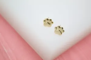 18K Gold Filled Dog Paw Print Stud Earrings (K145A)