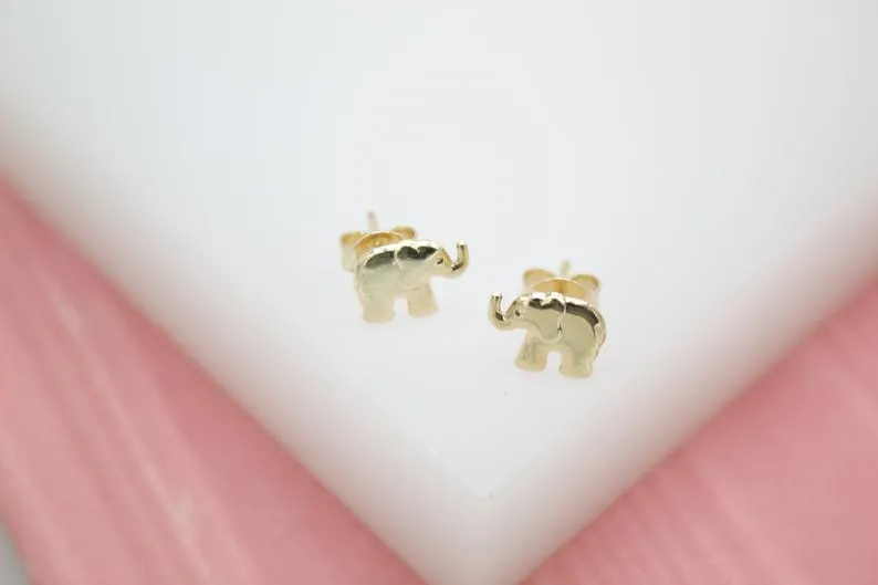 18K Gold Filled Elephant Stud Earrings