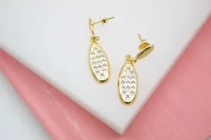 18K Gold Filled Tear Drop CZ Dangle Stud Earrings