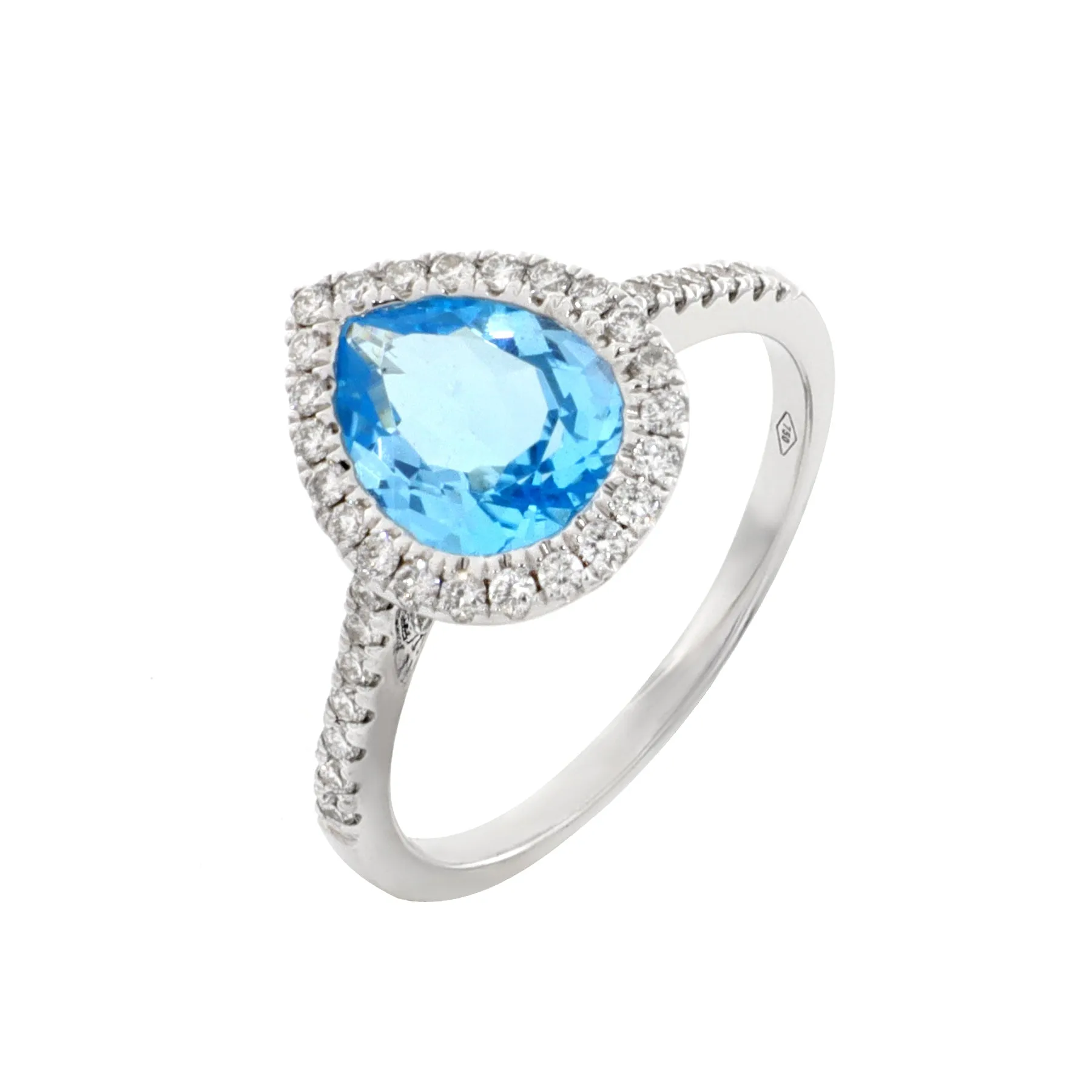 18K White Gold 2.00ct Blue Topaz and Diamond Ring - 20690809