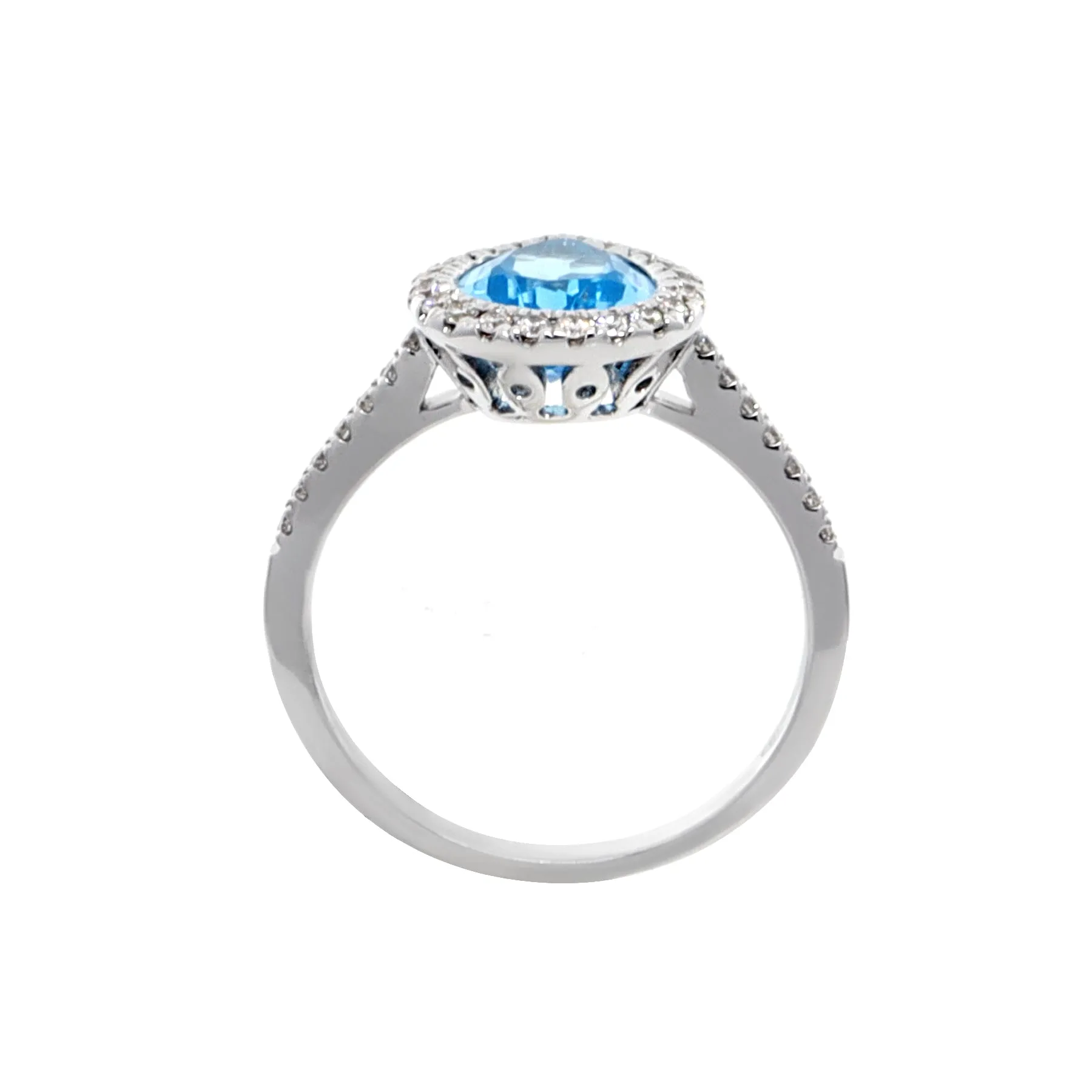 18K White Gold 2.00ct Blue Topaz and Diamond Ring - 20690809