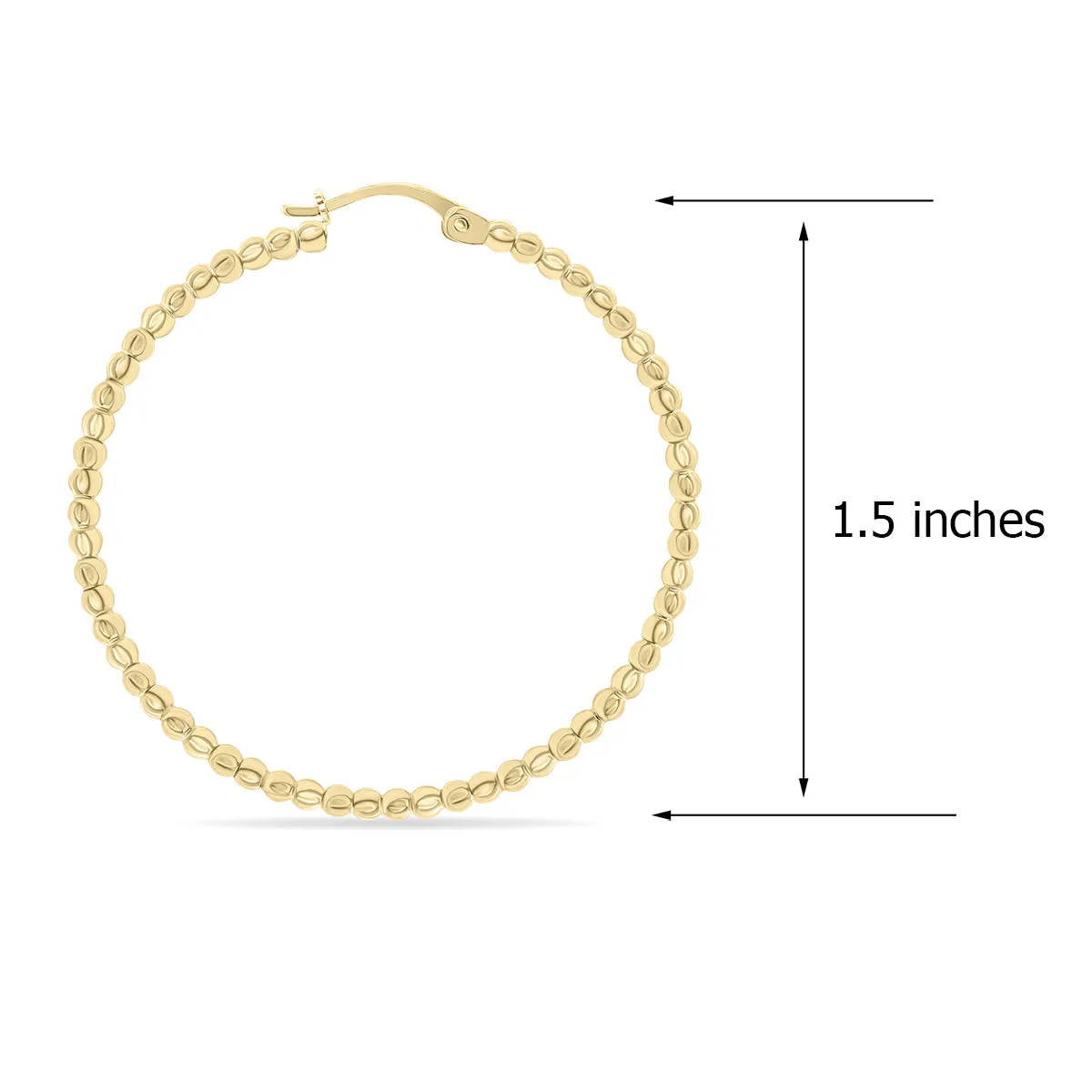 38Mm 14K Gold Filled Beaded Hoops Earrings (1 1/2 Inch Diameter)