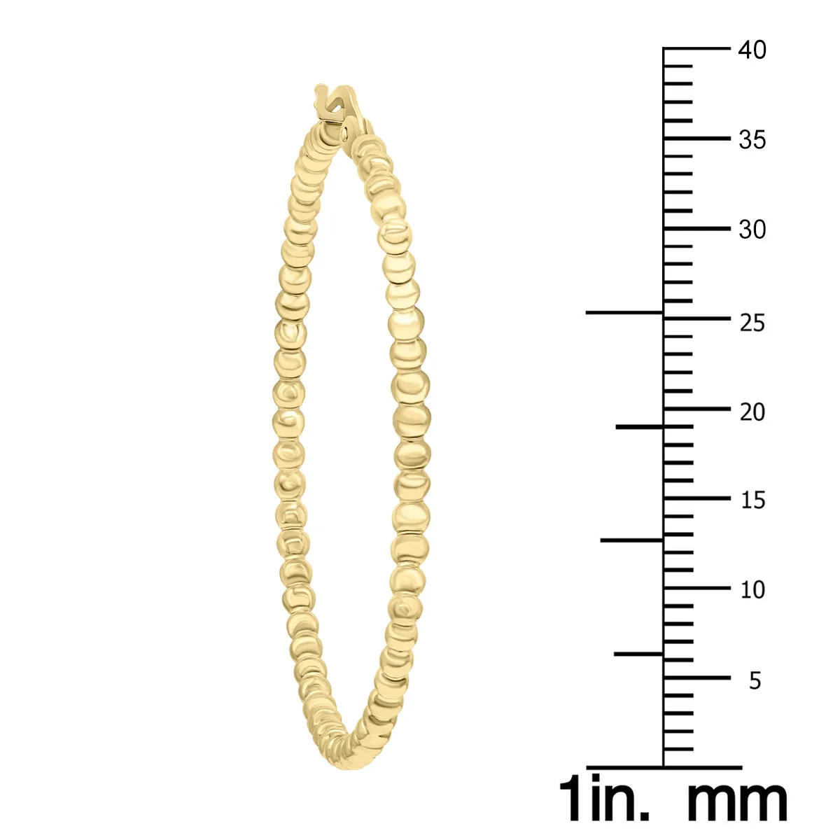 38Mm 14K Gold Filled Beaded Hoops Earrings (1 1/2 Inch Diameter)