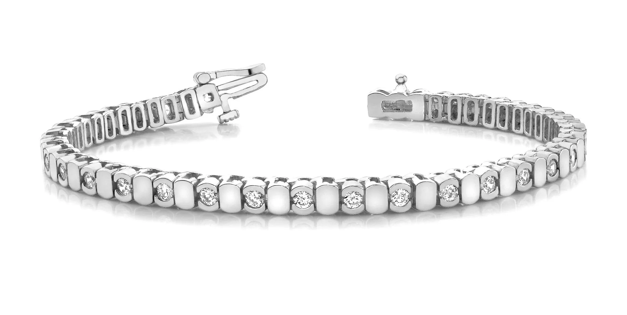 Alternating Bezel Diamond Bracelet with 2.88 ct.(finished) 3.25mm