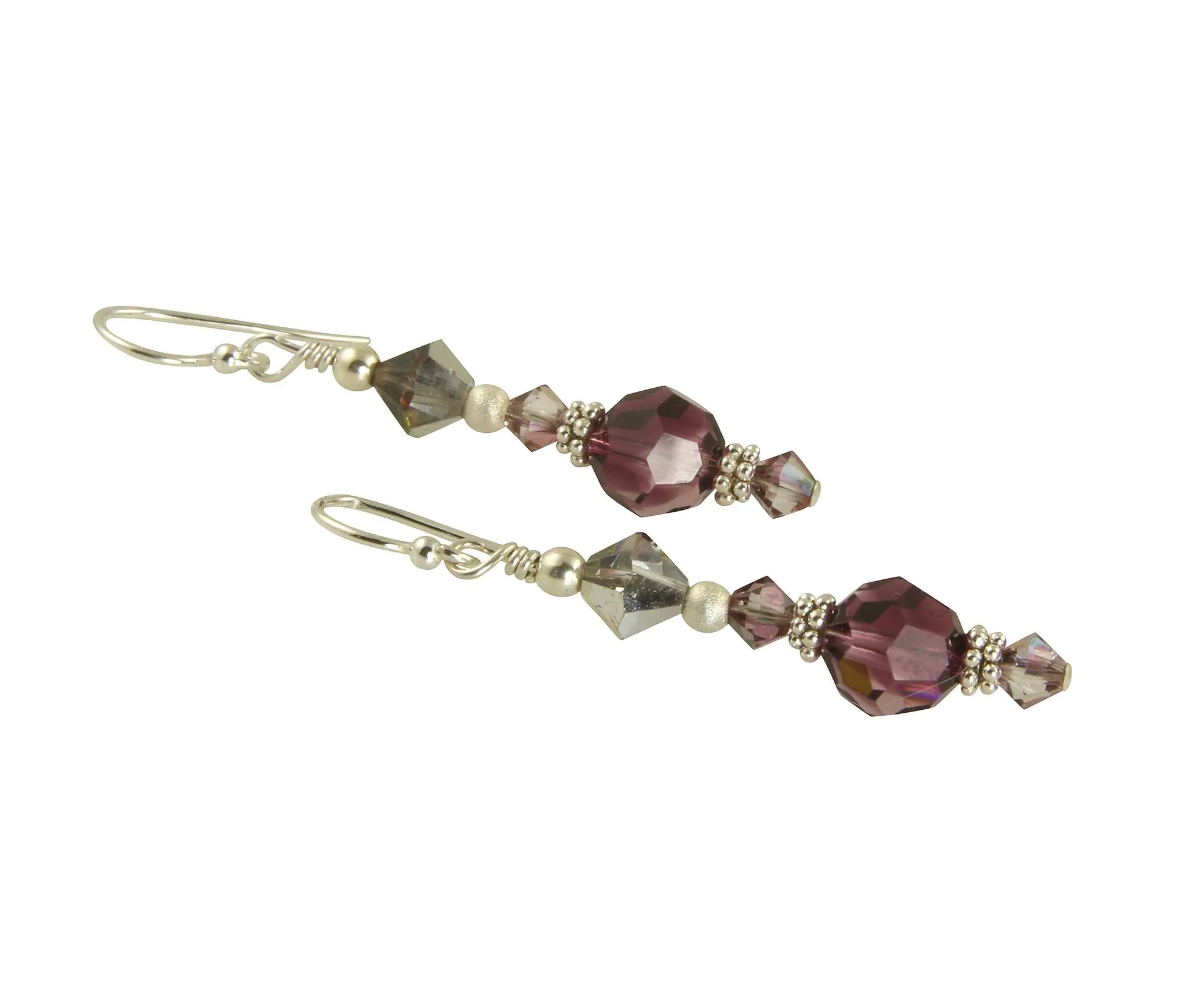 Amethyst Crystal Drop Bead Earrings