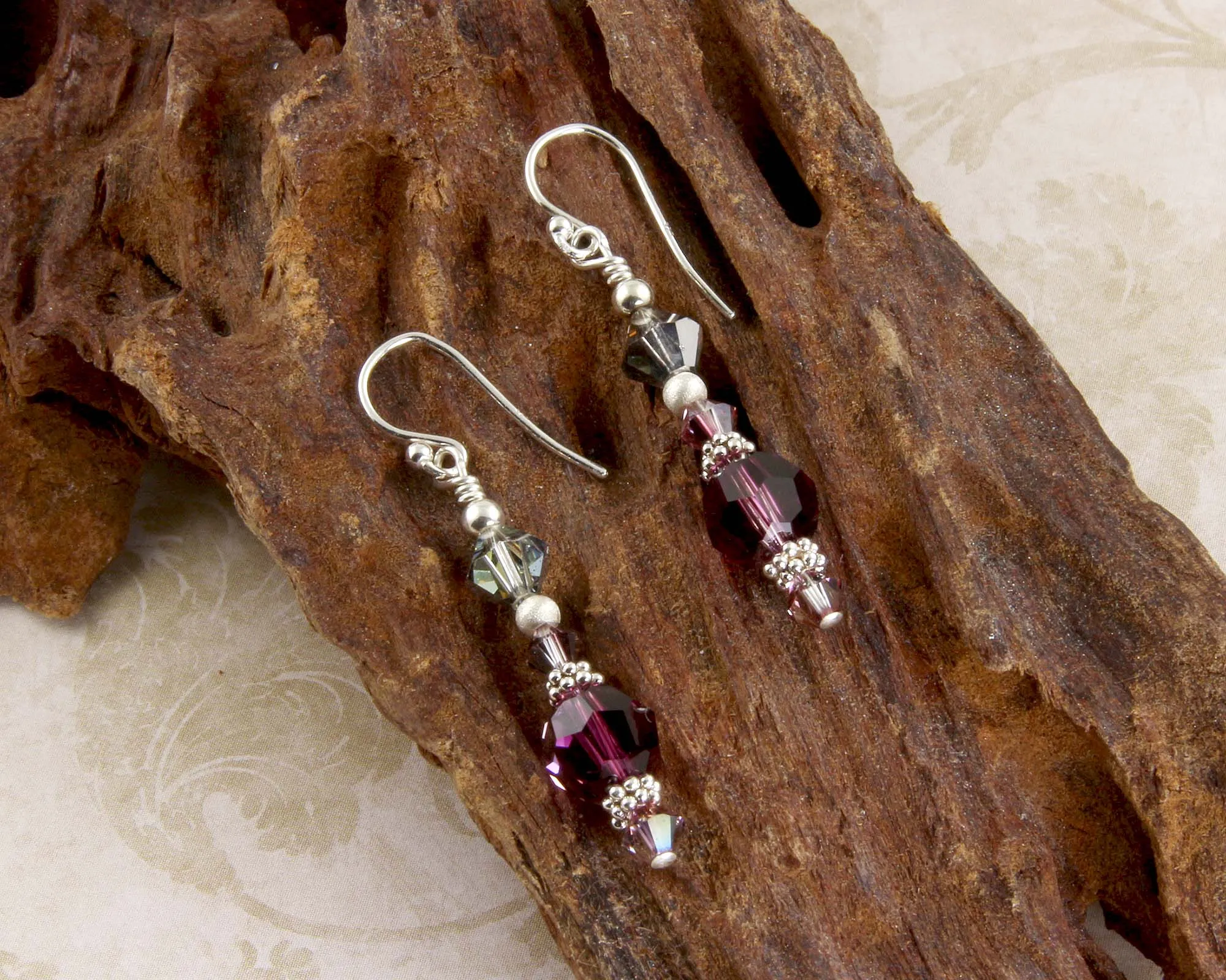 Amethyst Crystal Drop Bead Earrings