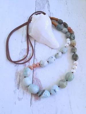 Aquamarine Necklace - Mixed Media