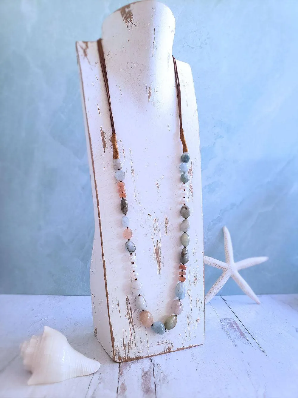 Aquamarine Necklace - Mixed Media