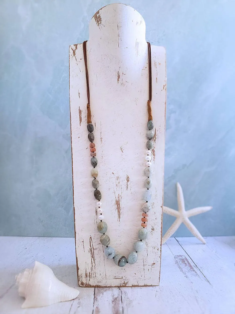 Aquamarine Necklace - Mixed Media