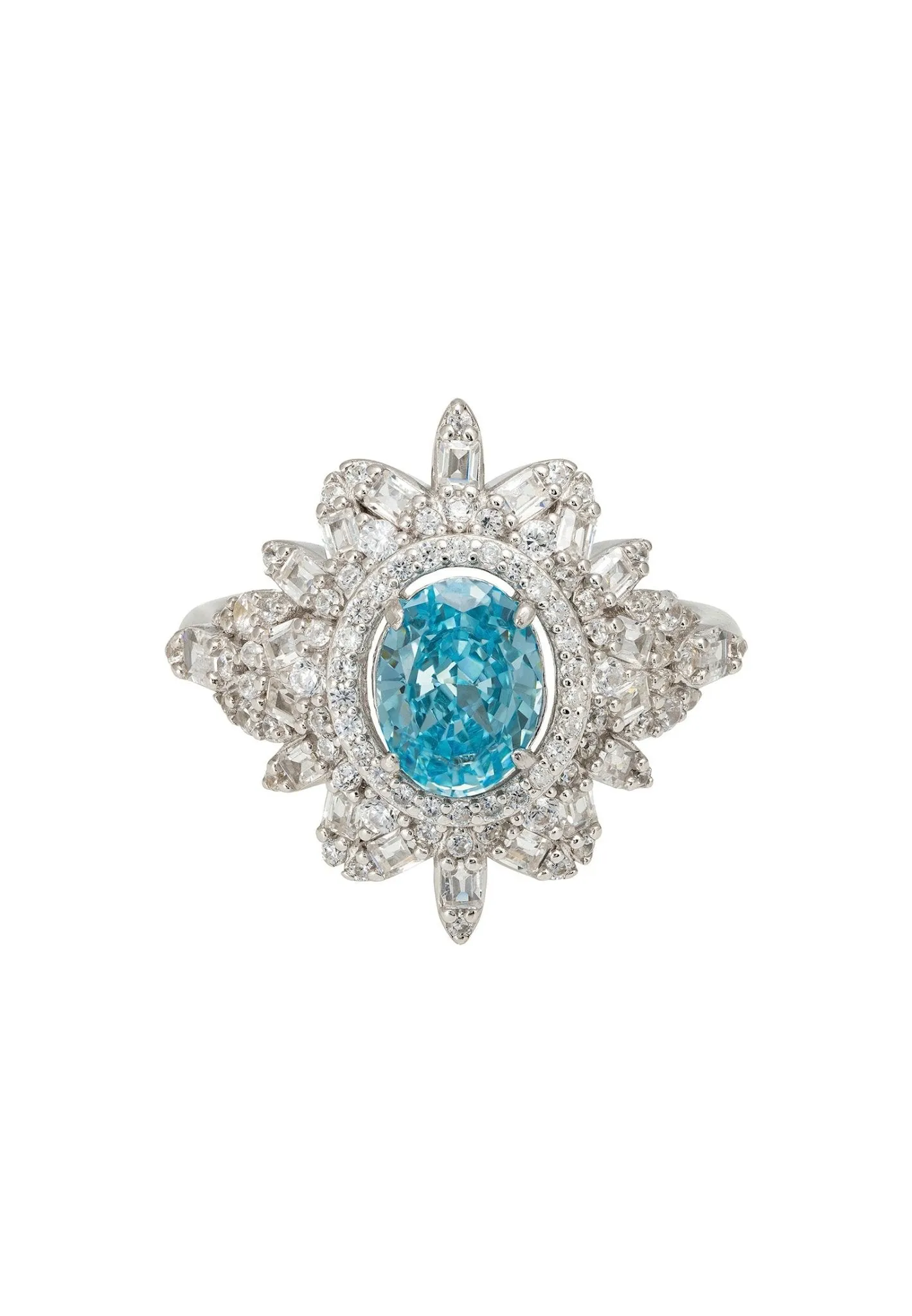 Arabesque Splendor Cocktail Ring Blue Topaz Silver