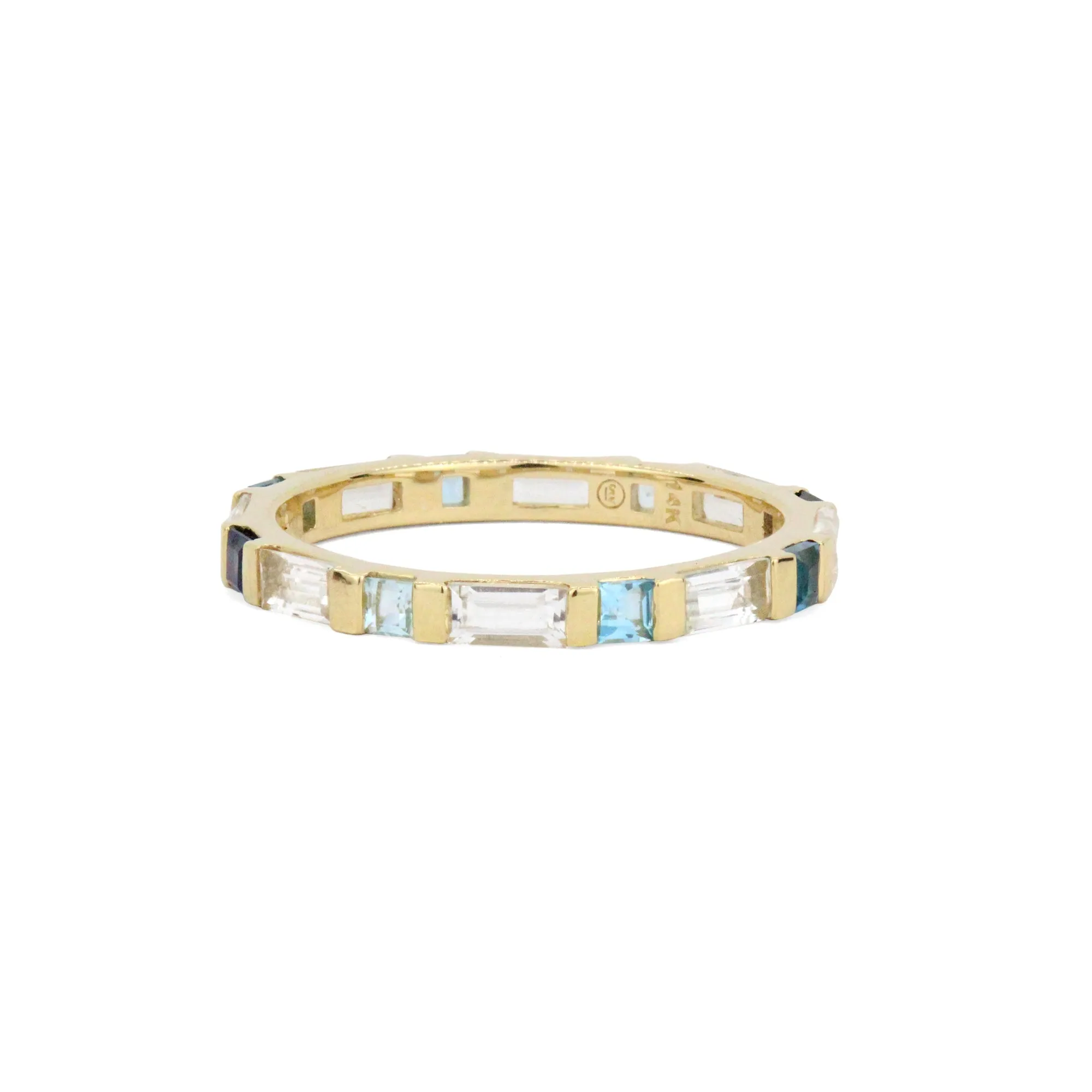 Baguette & Princess Cut 14K Gemstone Eternity Band