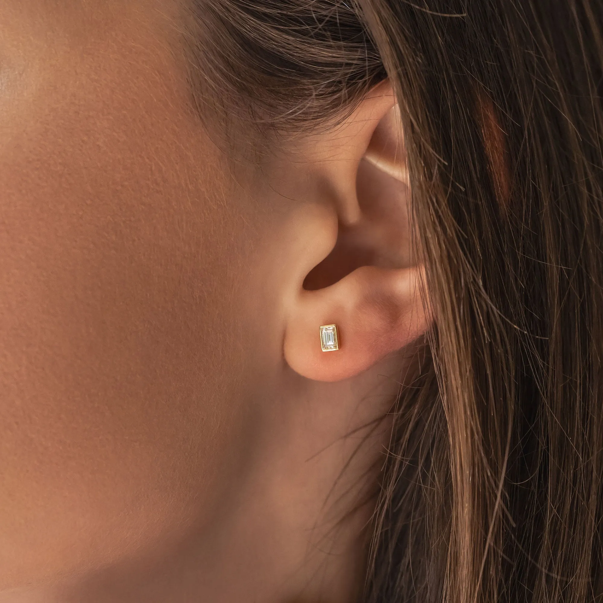 Baguette Lab-grown Diamonds Stud Earrings