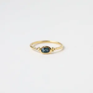 Bezel Set Oval London Blue Topaz 14k Gold Vermeil Ring