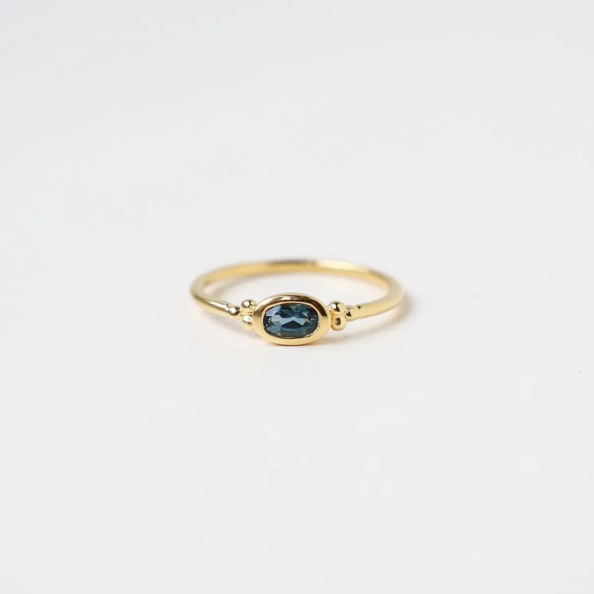 Bezel Set Oval London Blue Topaz 14k Gold Vermeil Ring