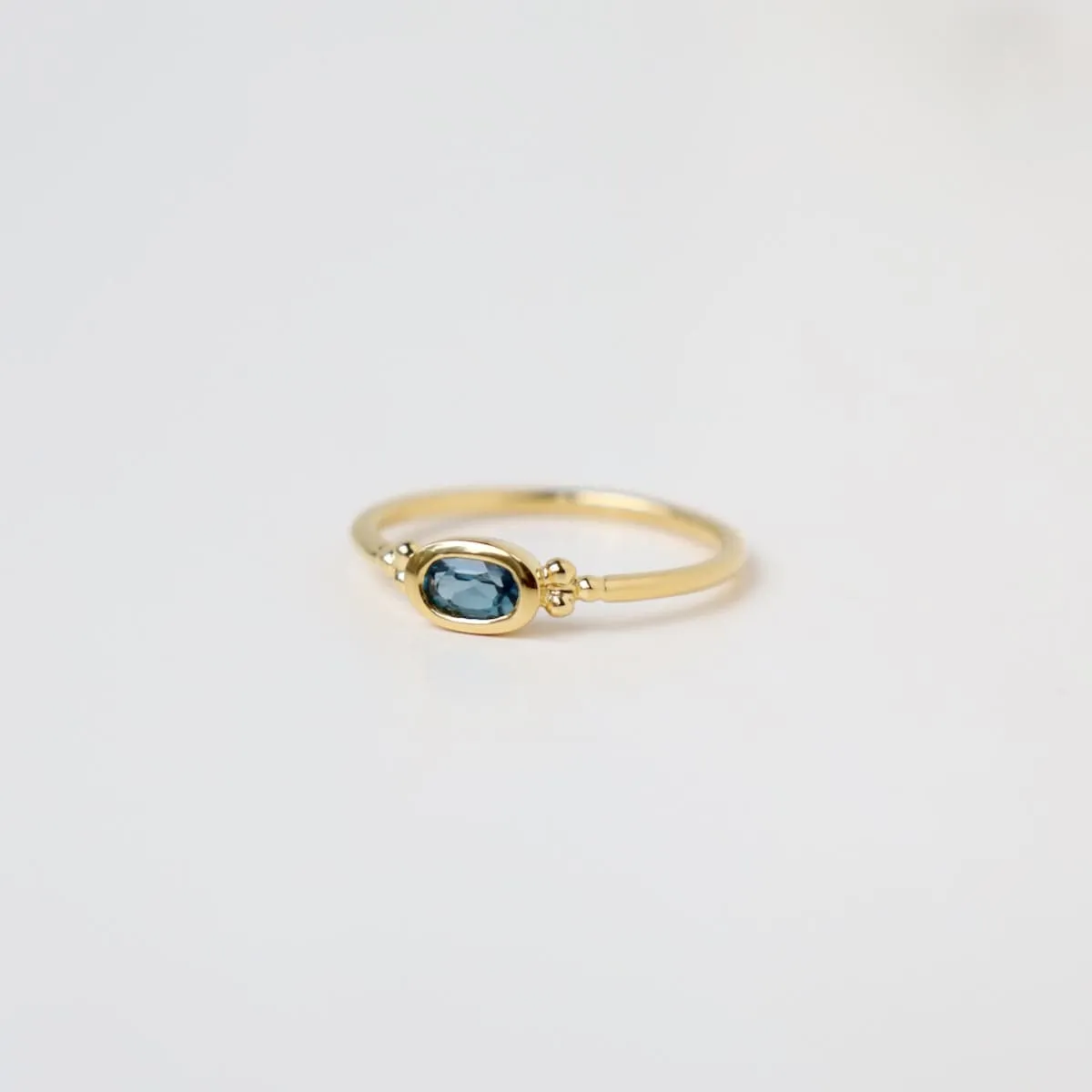 Bezel Set Oval London Blue Topaz 14k Gold Vermeil Ring