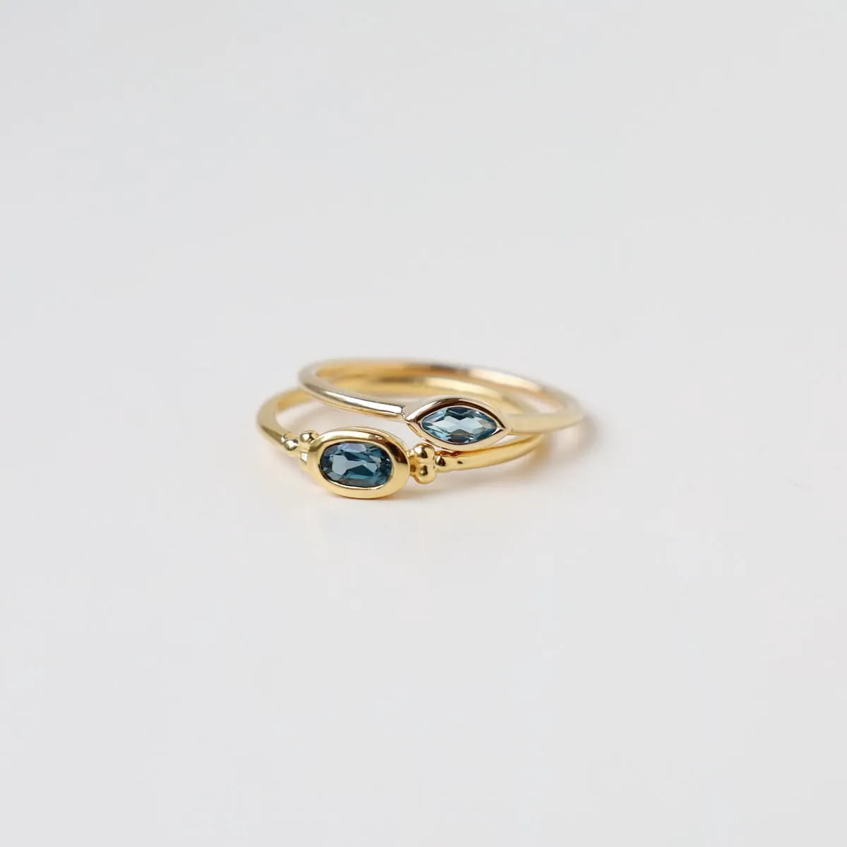 Bezel Set Oval London Blue Topaz 14k Gold Vermeil Ring