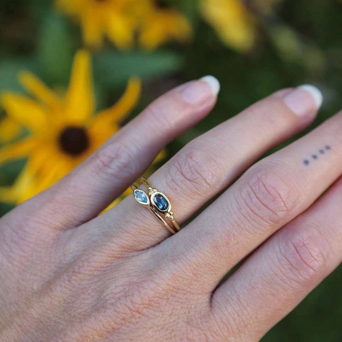 Bezel Set Oval London Blue Topaz 14k Gold Vermeil Ring