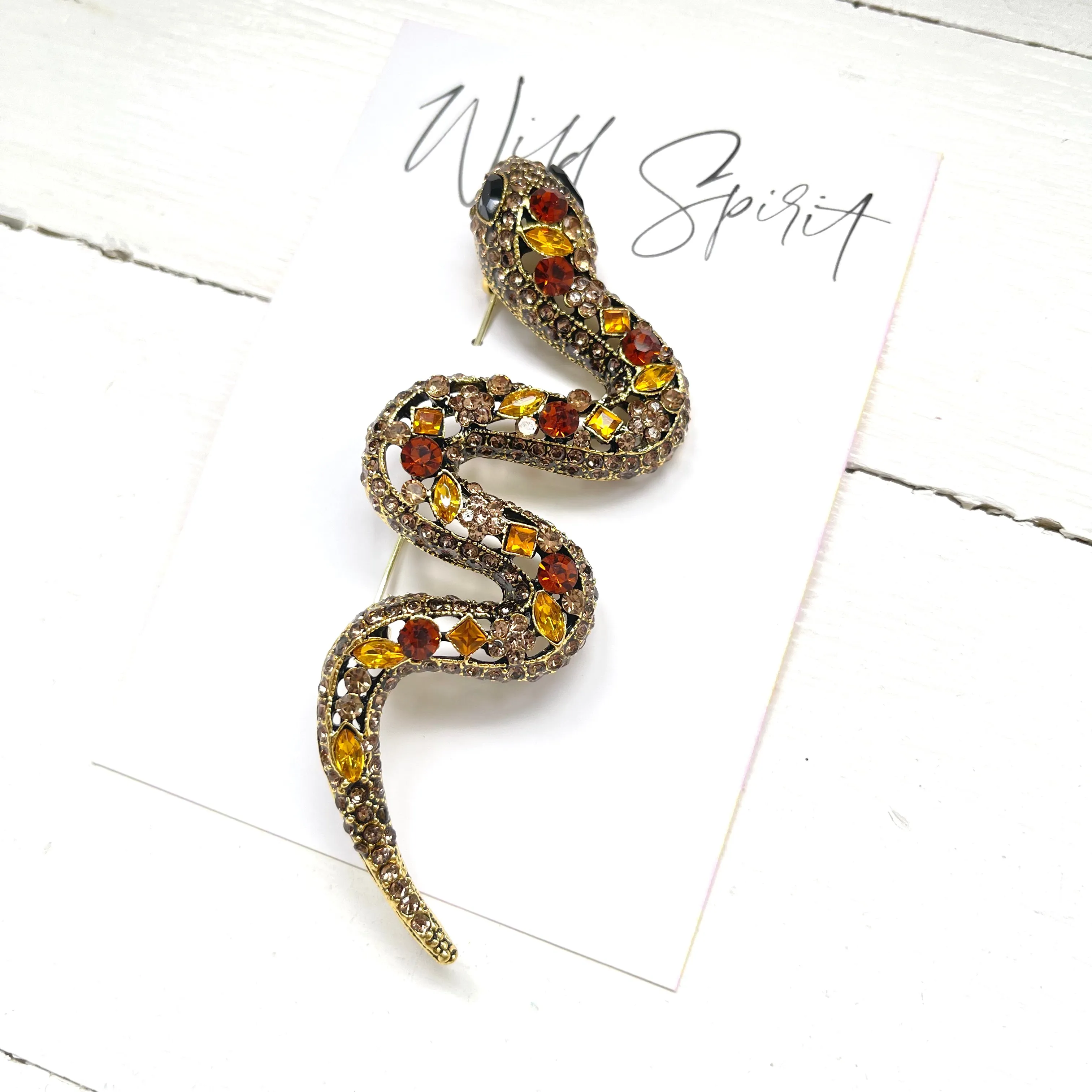 Big Amber Snake Brooch