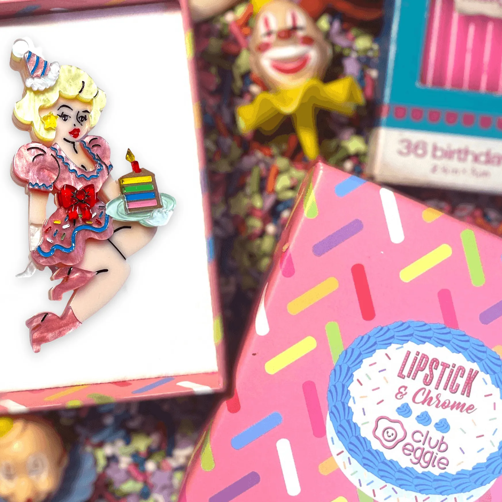 Birthday Belle Brooch by Lipstick & Chrome x Club Eggie - Fawn