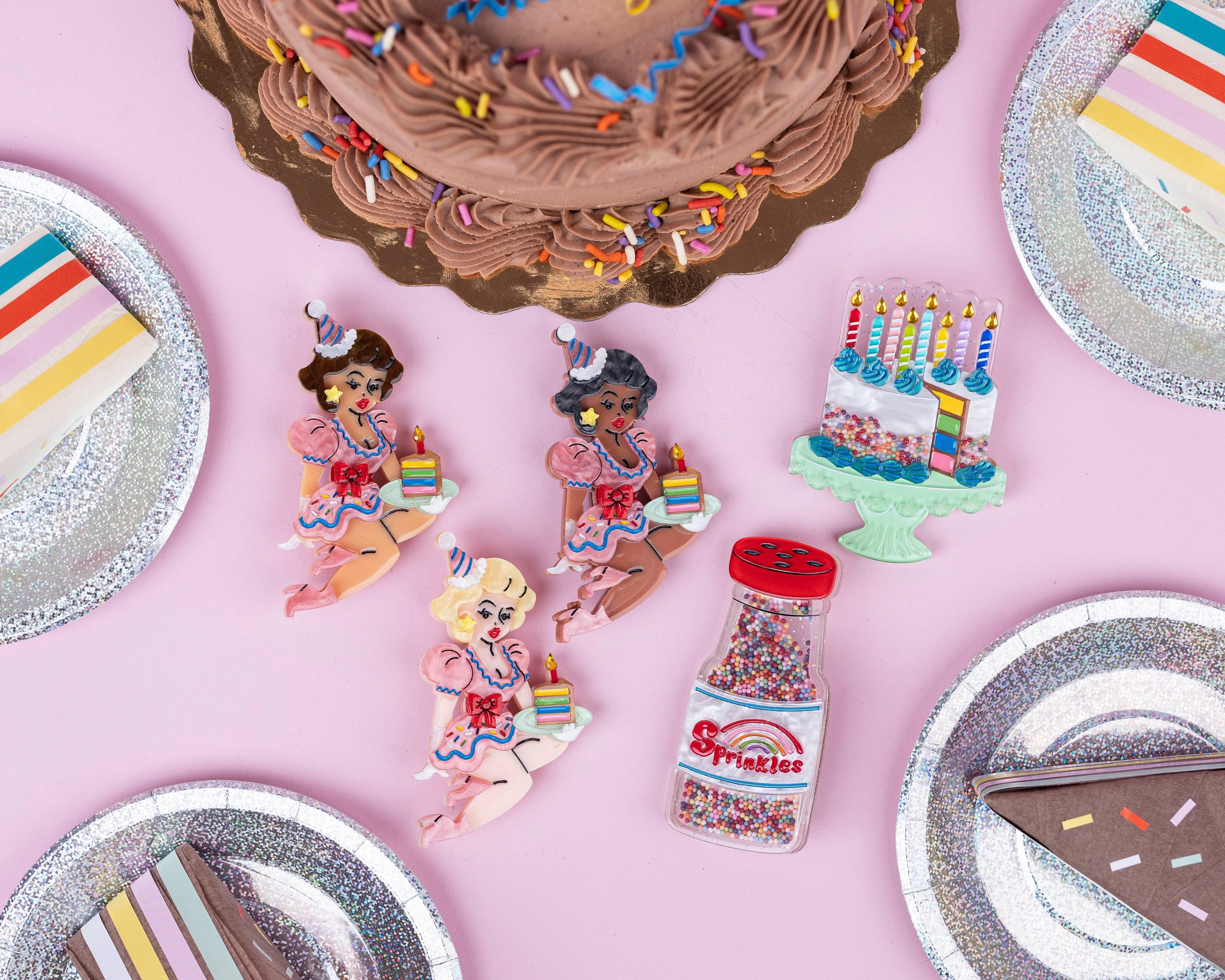 Birthday Belle Brooch by Lipstick & Chrome x Club Eggie - Fawn