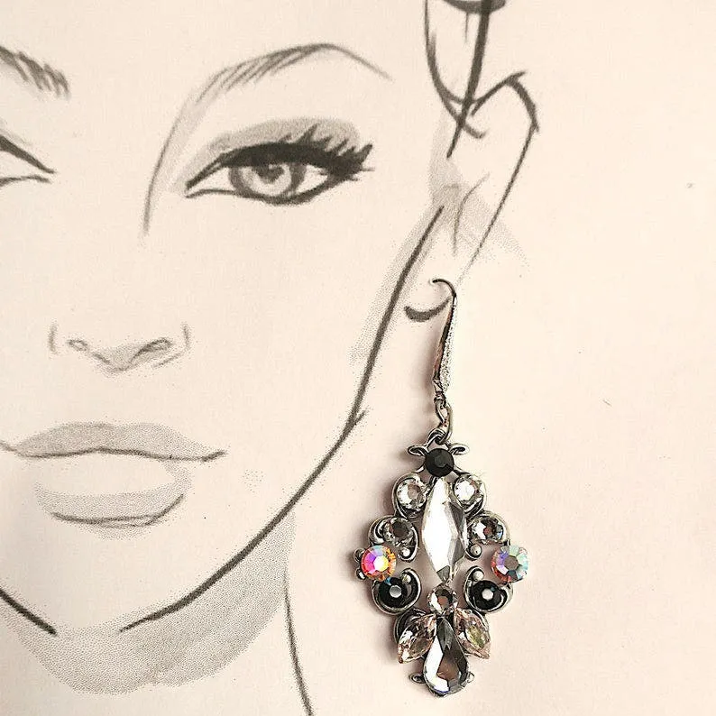 Black Crystal Earrings Cara