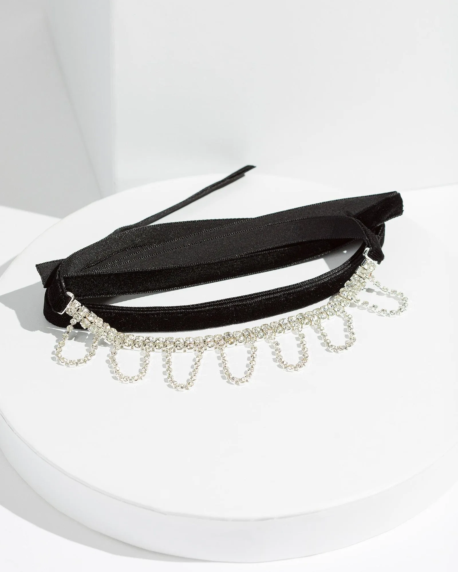 Black Crystal Velvet Choker Necklace